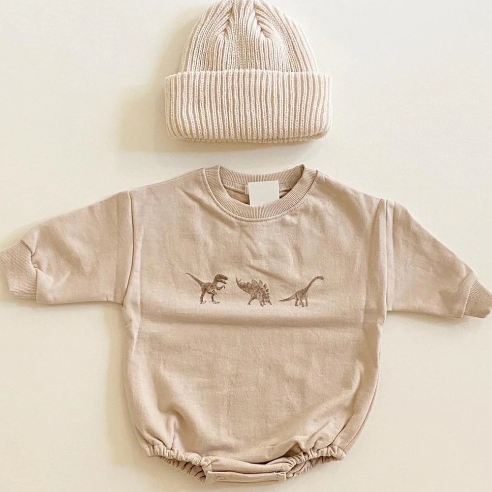 Dino Romper - Beige